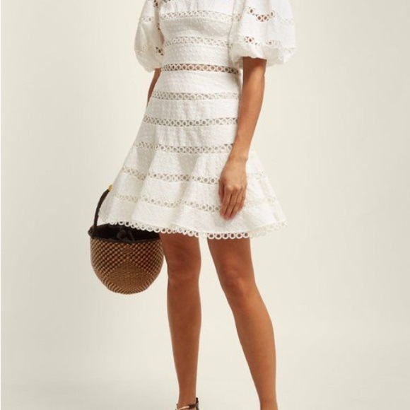ZIMMERMANN Bowie Contour Hailspot Dress In White Sz0 /US 4 - Picture 2 of 6